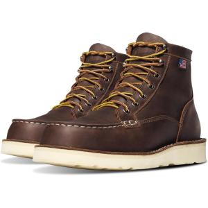 Danner 6” Bull Run Moc Toe Work Boots for Men – Oiled Full-Grain Leather Upper with Non Slip Wedge Outsole and 3-Density Cushion Footbed, EH Resistant(Brown)