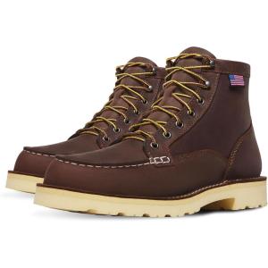 Danner 6” Bull Run Moc Toe Work Boots for Men – Oiled Full-Grain Leather Upper with Non Slip Wedge Outsole and 3-Density Cushion Footbed, EH Resistant(Brown Heel)