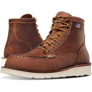 Danner 6” Bull Run Moc Toe Work Boots for Men – Oiled Full-Grain Leather Upper with Non Slip Wedge Outsole and 3-Density Cushion Footbed, EH Resistant(Tobacco)