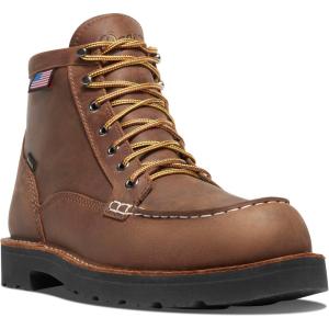 Danner 6” Bull Run Moc Toe Work Boots for Men – Oiled Full-Grain Leather Upper with Non Slip Wedge Outsole and 3-Density Cushion Footbed, EH Resistant(Tobacco – Gore-tex)