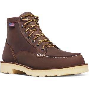 Danner 6” Bull Run Steel Toe Work Boots for Men – Oiled Full-Grain Leather with Non Slip Wedge Outsole and 3-Density Cushion Footbed, EH Resistant(Brown Heel)