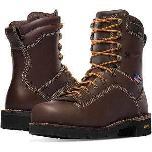 Danner 8” Quarry USA Waterproof Work Boots for Men – Full-Grain Leather with Gore-Tex, 3-Density Cushion Footbed & Traction Heel Outsole, EH Resistant(Brown)