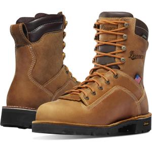 Danner 8” Quarry USA Waterproof Work Boots for Men – Full-Grain Leather with Gore-Tex, 3-Density Cushion Footbed & Traction Heel Outsole, EH Resistant(Distressed Brown)