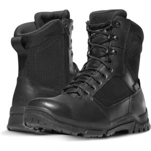 Danner Lookout 8” Side-Zip Tactical Boots for Men – BBP Waterproof, Polishable Full-Grain Leather & Nylon with Comfort Footbed, Slip-Resistant Outsole(Black)