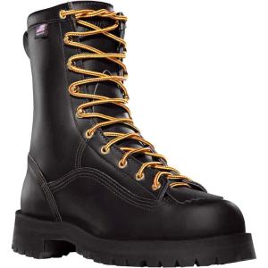 Danner Rain Forest 8” Waterproof Work Boots for Men – Full-Grain Leather with Breathable Gore-Tex, Comfort Footbed & Traction Heel Outsole, EH Rated(Black)
