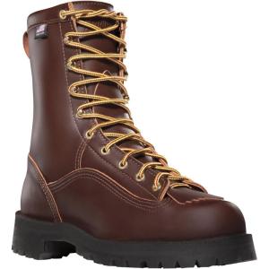 Danner Rain Forest 8” Waterproof Work Boots for Men – Full-Grain Leather with Breathable Gore-Tex, Comfort Footbed & Traction Heel Outsole, EH Rated(Brown)