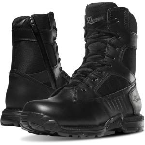 Danner Striker Bolt Side-Zip Waterproof Black Tactical Boots for Men – Lightweight, PU-Coated Polishable Leather & Nylon with Slip-Resistant Outsole(Black)