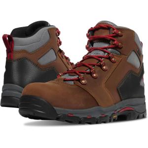 Danner Vicious 4.5” Composite Toe Work Boots for Men – Full-Grain Leather with Breathable Gore-Tex Lining, Speed Lace System & Non Slip Heel Outsole(Brown/Red)