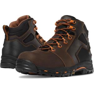 Danner Vicious 4.5” Composite Toe Work Boots for Men – Full-Grain Leather with Breathable Gore-Tex Lining, Speed Lace System & Non Slip Heel Outsole(Brown/Orange)