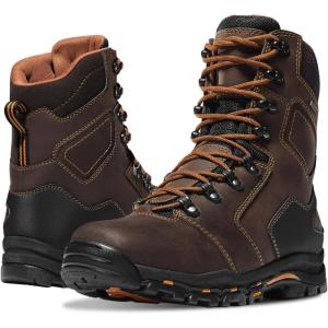 Danner Vicious 8” Composite Toe Work Boots for Men – Full-Grain Leather with Breathable Gore-Tex Lining, Speed Lace System & Non Slip Heeled Outsole(Brown)