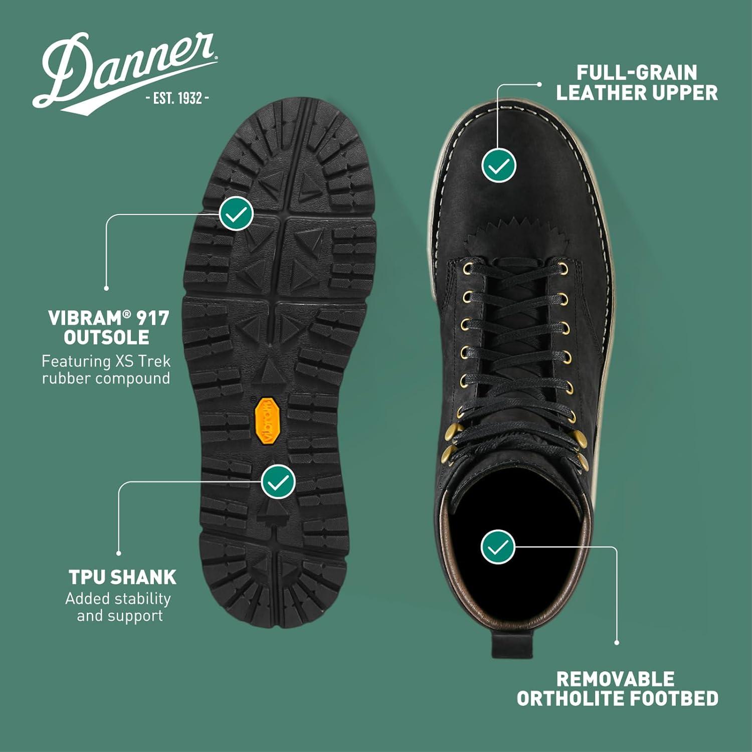 imageDanner Logger 917 6quot Waterproof Hiking Boots for Men FullGrain Leather with Breathable GoreTex Vibram SPE Midsole and 917 Traction OutsoleBlack