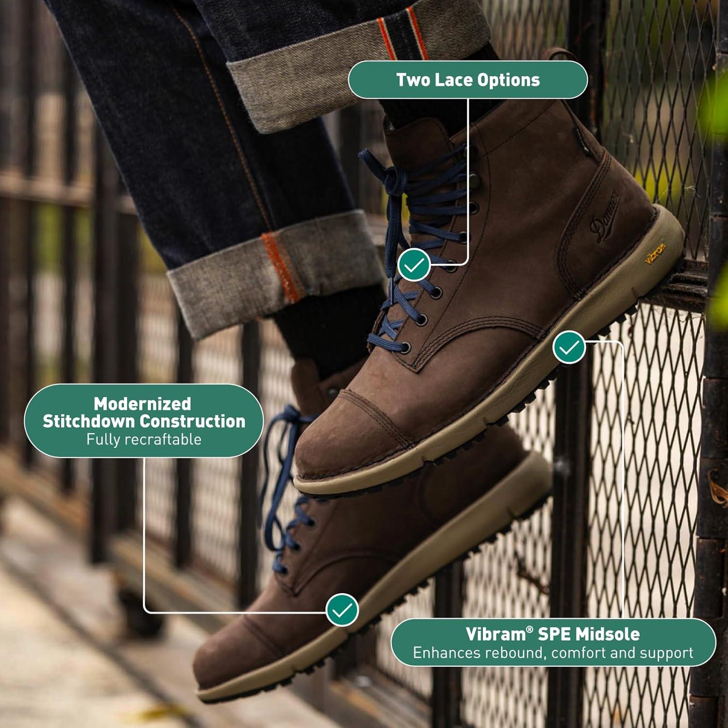 imageDanner Logger 917 6quot Waterproof Hiking Boots for Men FullGrain Leather with Breathable GoreTex Vibram SPE Midsole and 917 Traction OutsoleCap Toe Bracken