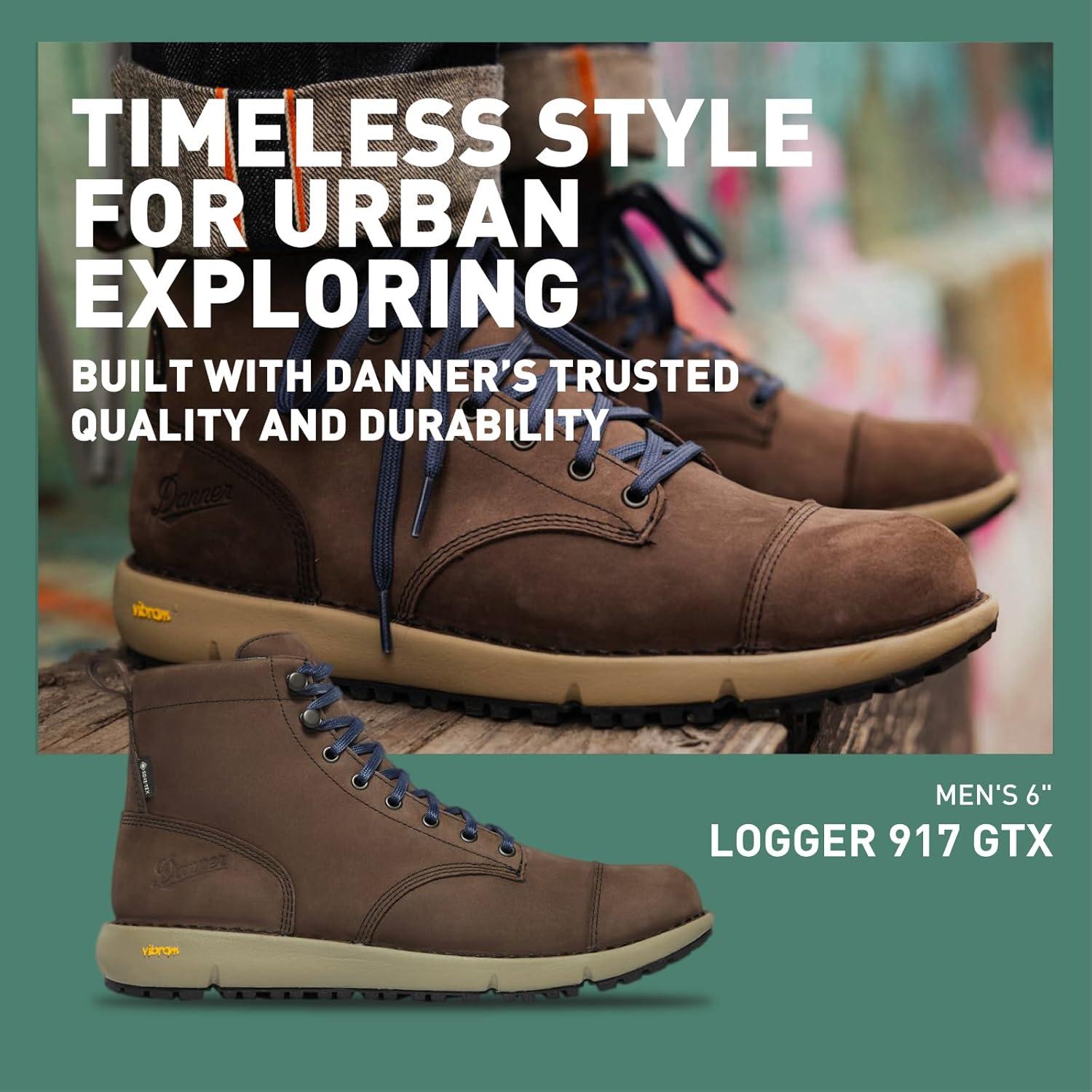 imageDanner Logger 917 6quot Waterproof Hiking Boots for Men FullGrain Leather with Breathable GoreTex Vibram SPE Midsole and 917 Traction OutsoleCap Toe Bracken