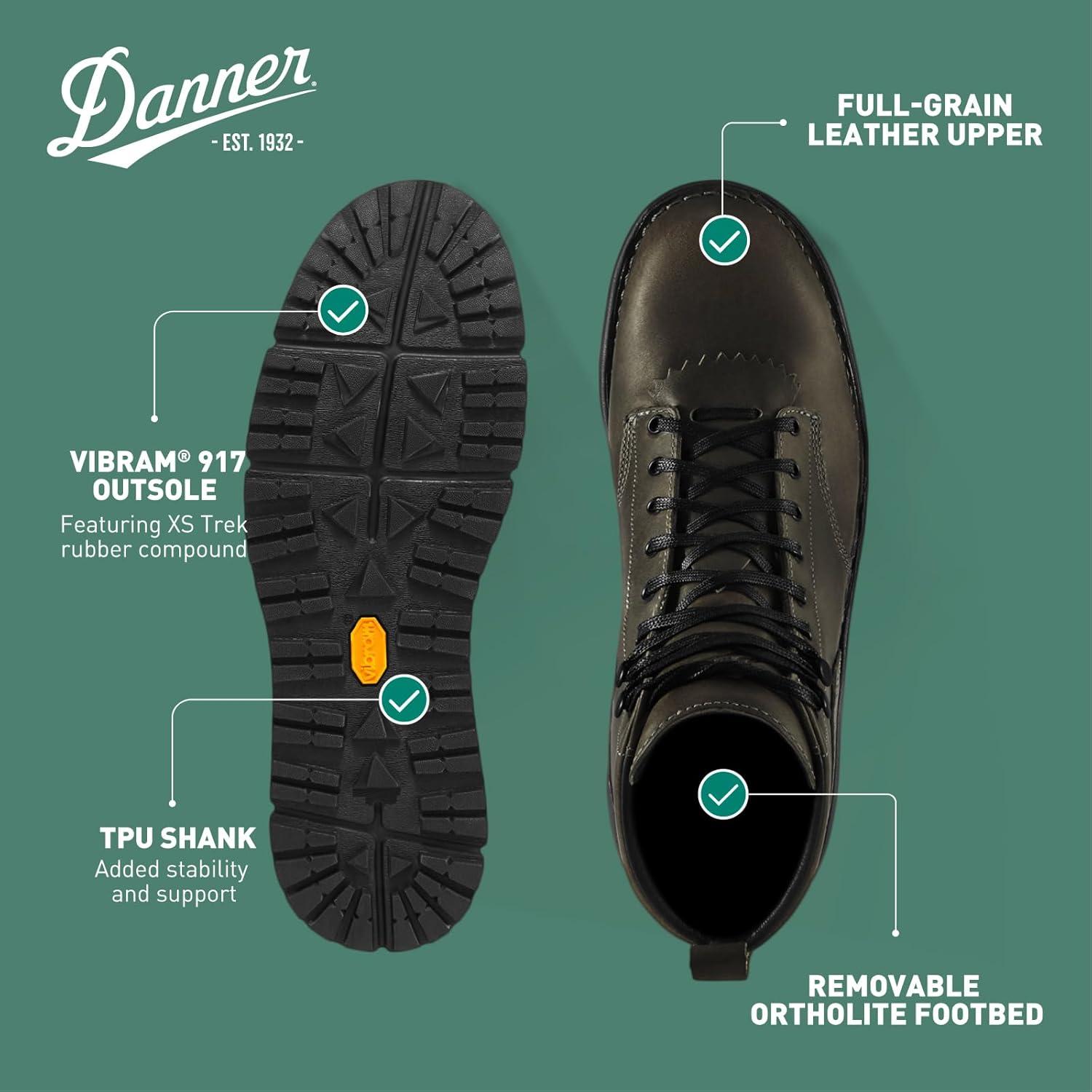 imageDanner Logger 917 6quot Waterproof Hiking Boots for Men FullGrain Leather with Breathable GoreTex Vibram SPE Midsole and 917 Traction OutsoleCharcoal