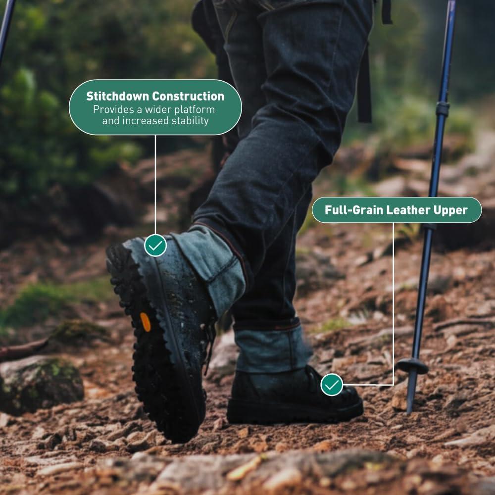 imageDanner Mountain Light II 5 GoreTex Waterproof Hiking Boots for Men with Durable FullGrain Leather Breathable GoreTex Barrier ampamp Traction OutsoleBlack