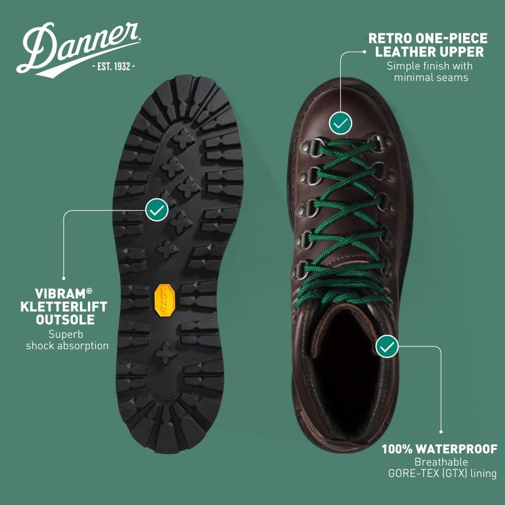 imageDanner Mountain Light II 5 GoreTex Waterproof Hiking Boots for Men with Durable FullGrain Leather Breathable GoreTex Barrier ampamp Traction OutsoleBrown