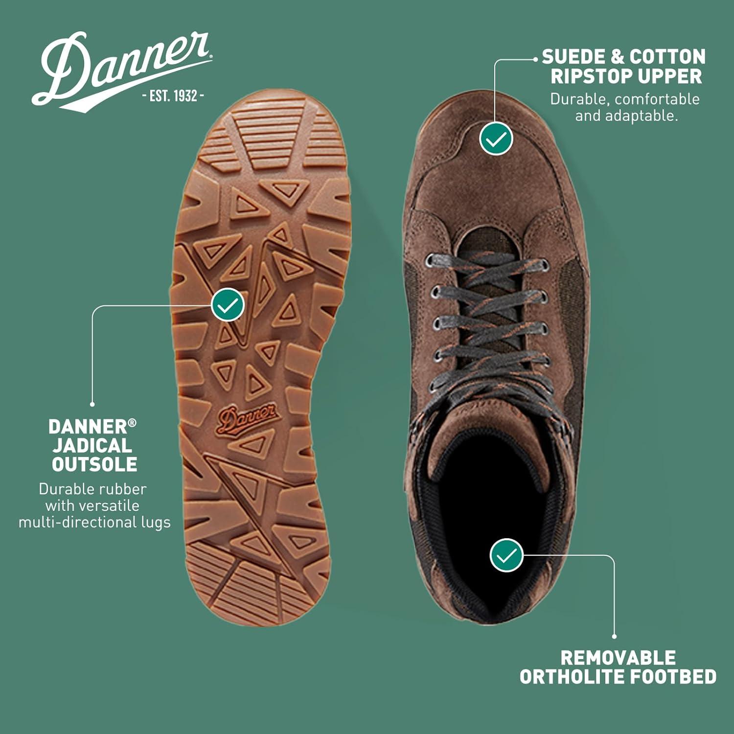 imageDanner Skyridge Hiking Boots for Men Waterproof with Durable Suede ampamp Cotton Ripstop Upper Breathable Lining Comfort Footbed ampamp Traction OutsoleDark Earth