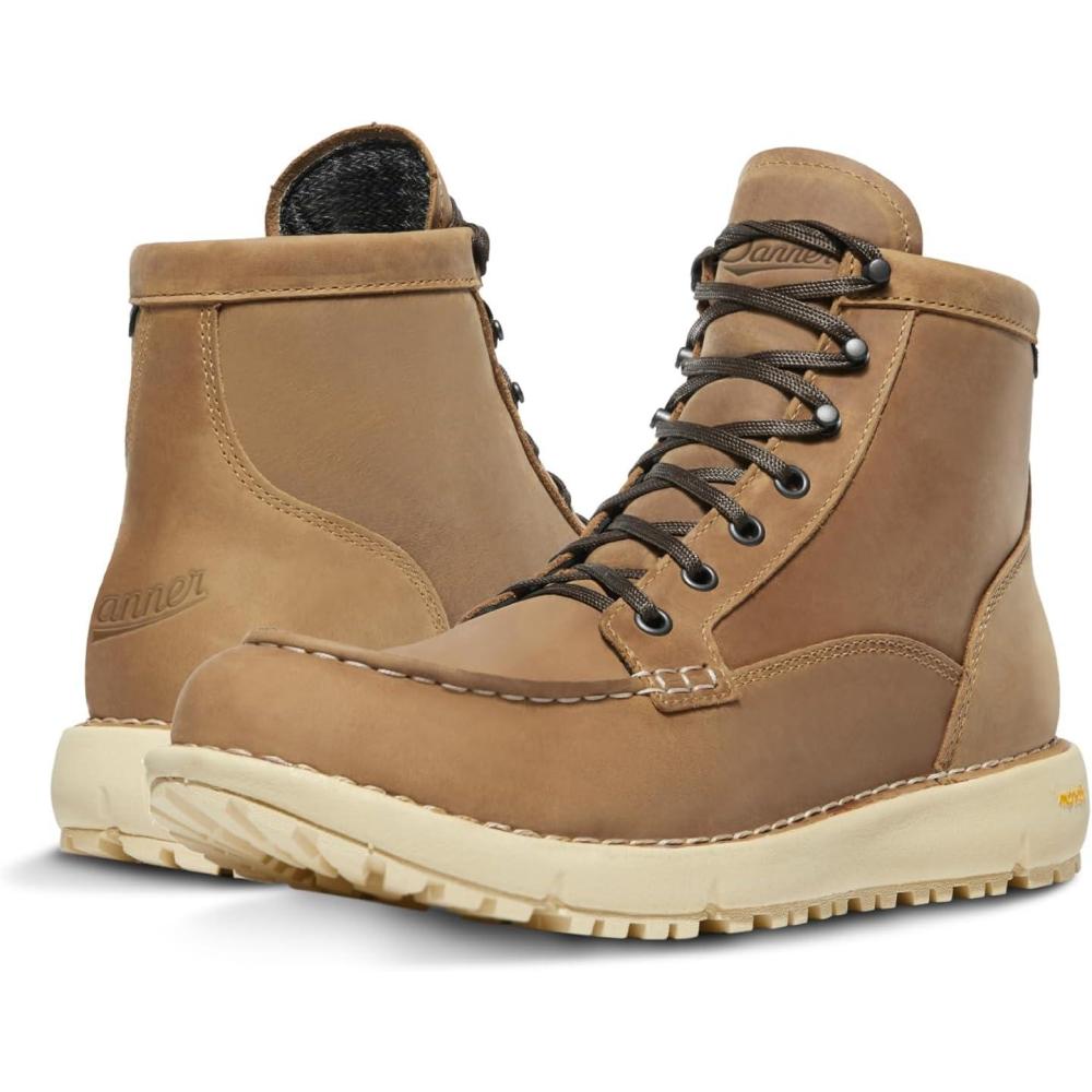 imageDanner Logger 917 Waterproof Moc Toe Work Boots for Men Nubuck Leather with Breathable GoreTex Vibram SPE Midsole and 917 Traction OutsoleBone Brown